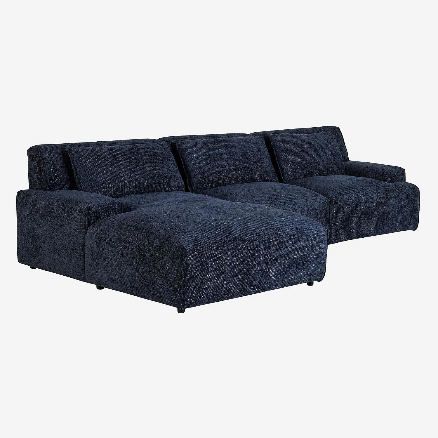 Canapé d'angle gauche en tissu chenille - Bleu marine - 4