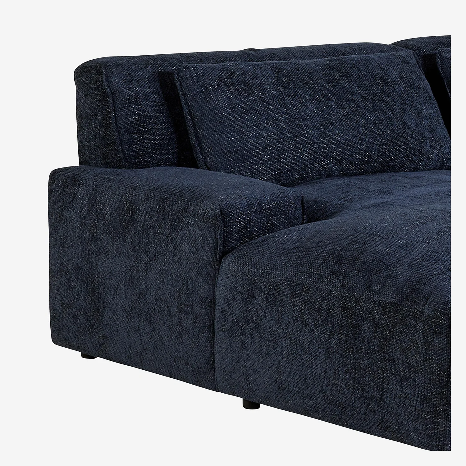 Canapé d'angle gauche en tissu chenille - Bleu marine - 3