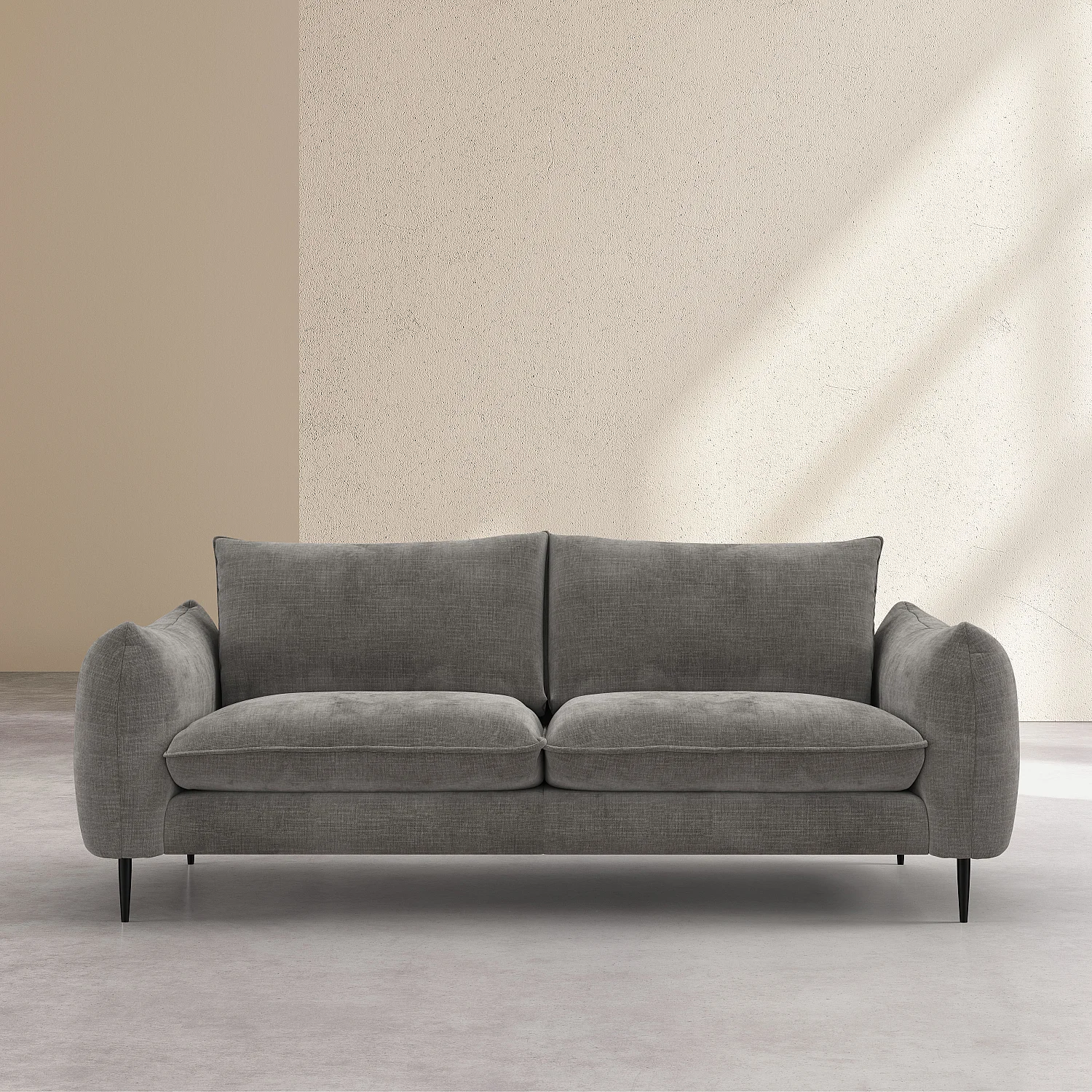 Canapé 3 places en tissu chenille - Taupe - 2