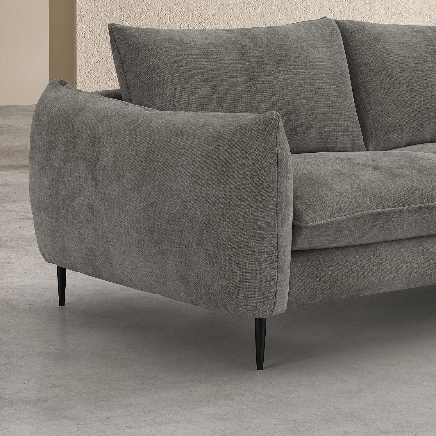 Canapé 3 places en tissu chenille - Taupe - 6