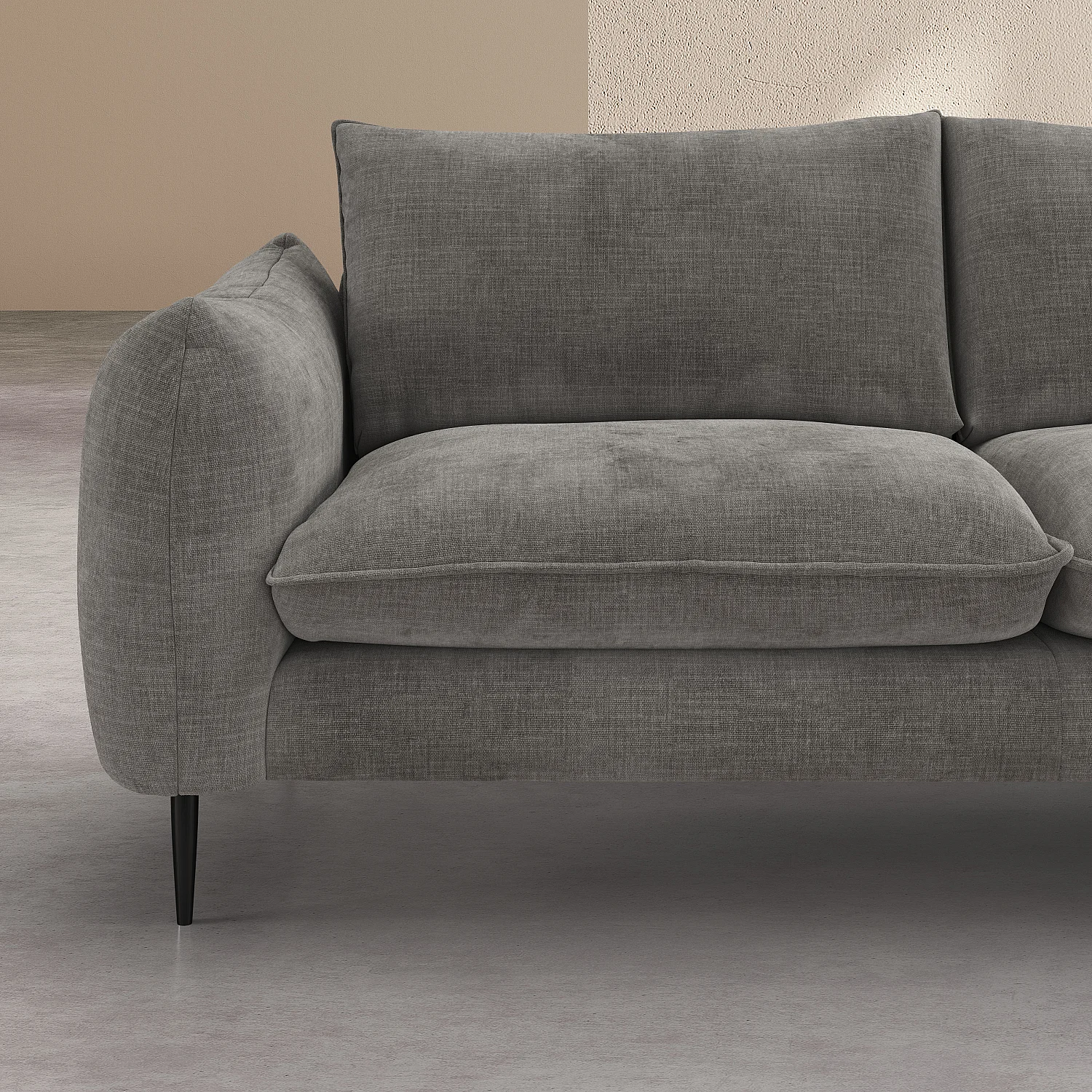 Canapé 3 places en tissu chenille - Taupe - 3