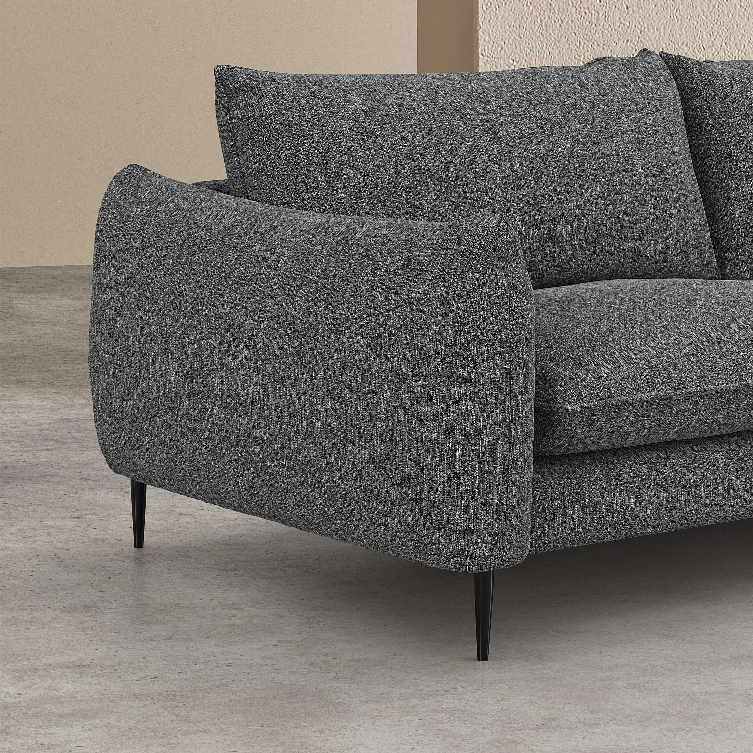 Divano d'angolo destro in tessuto - Grigio chiné - 3