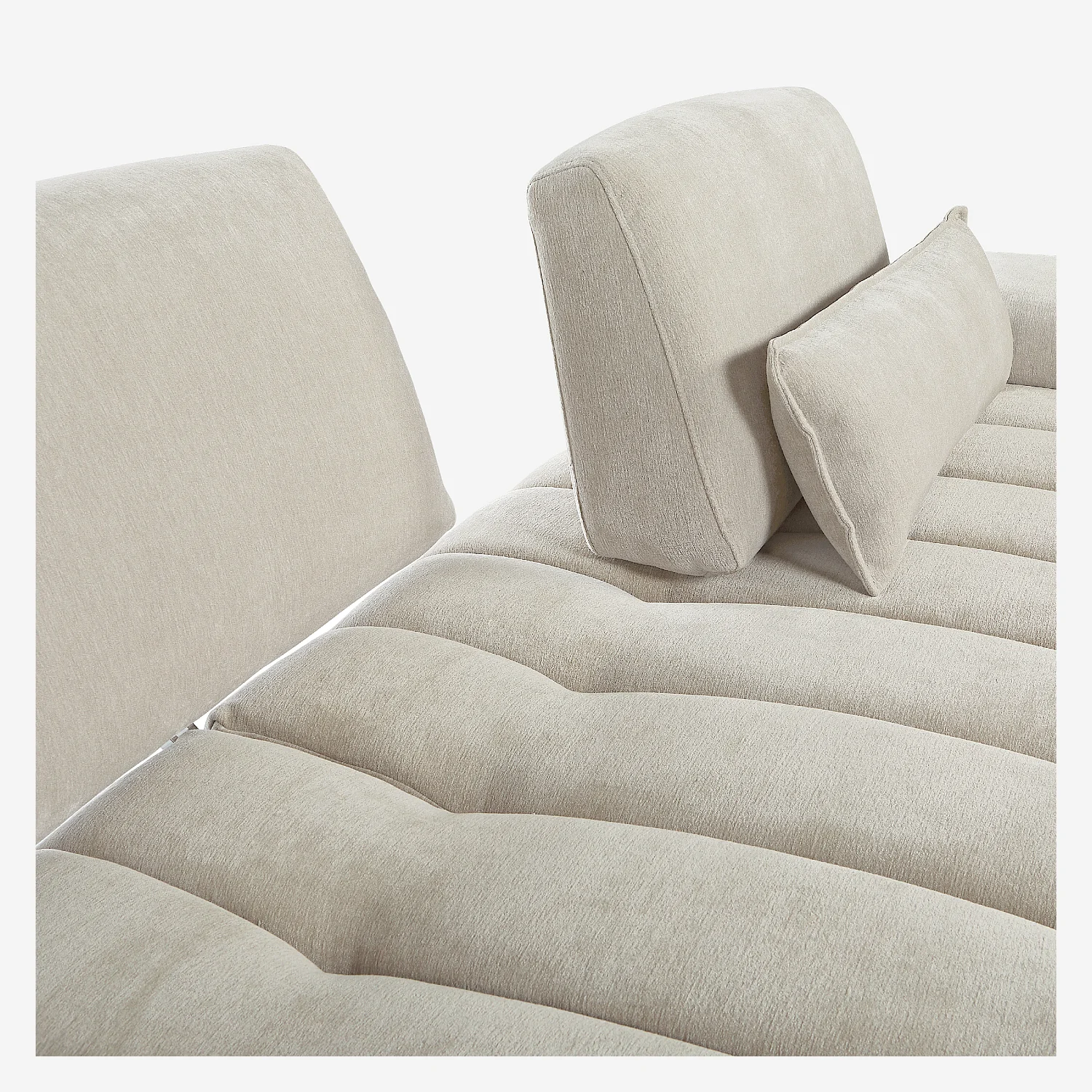 Canapé 3 places en tissu avec dossier avance-recule - Grège - 3