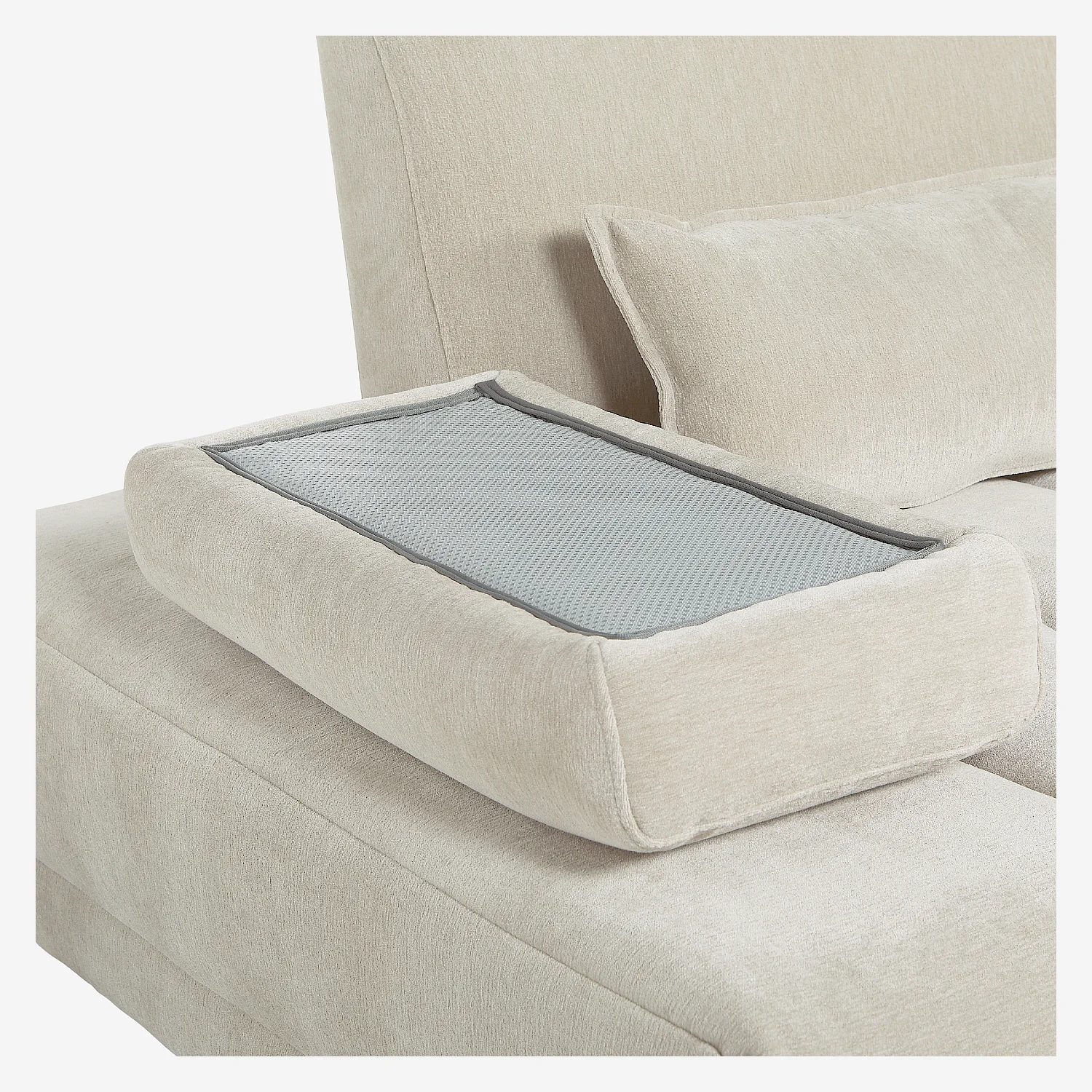 Canapé 3 places en tissu avec dossier avance-recule - Grège - 7