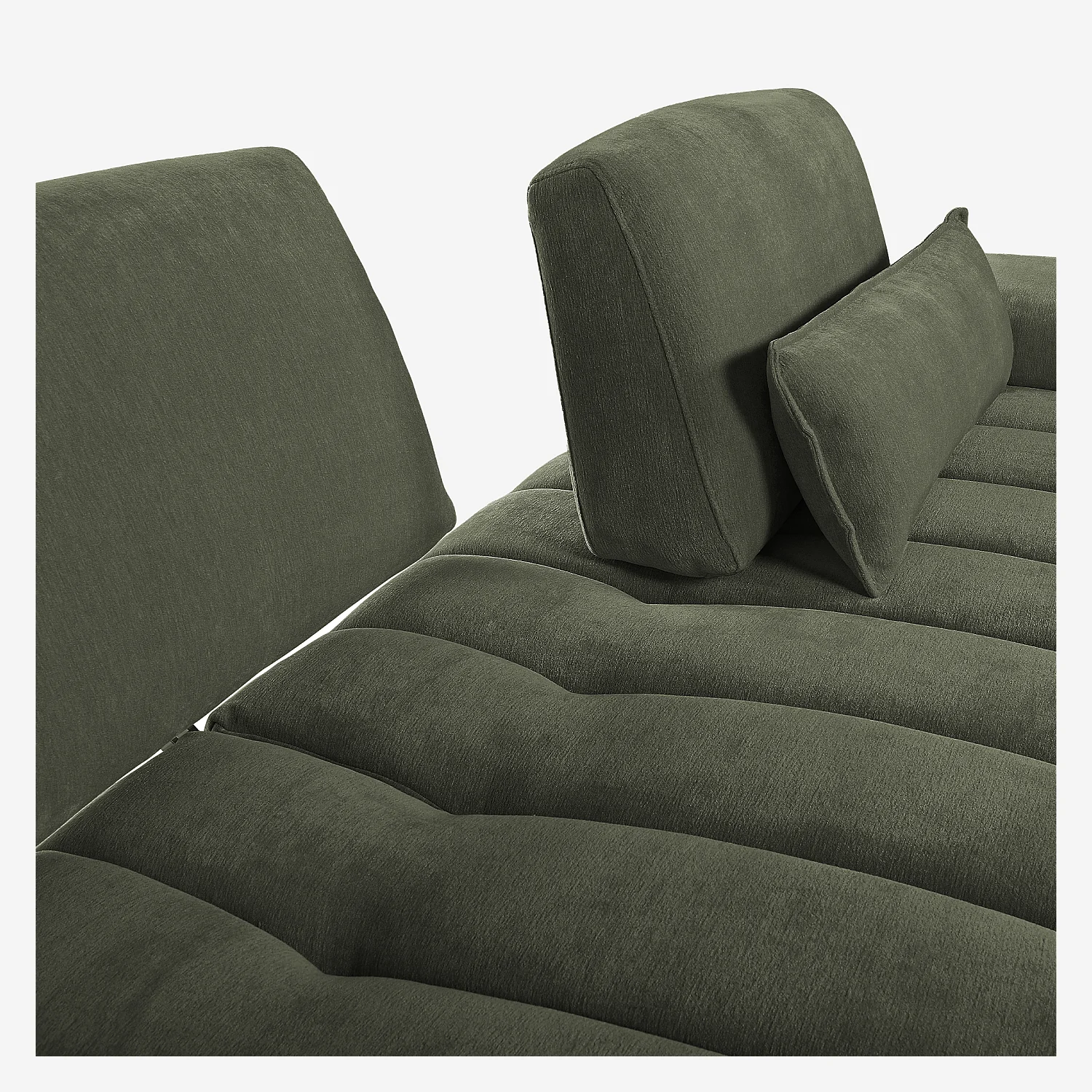 Driezitsbank van stof met verstelbare voor-achter rugleuning - Khaki groen - 3