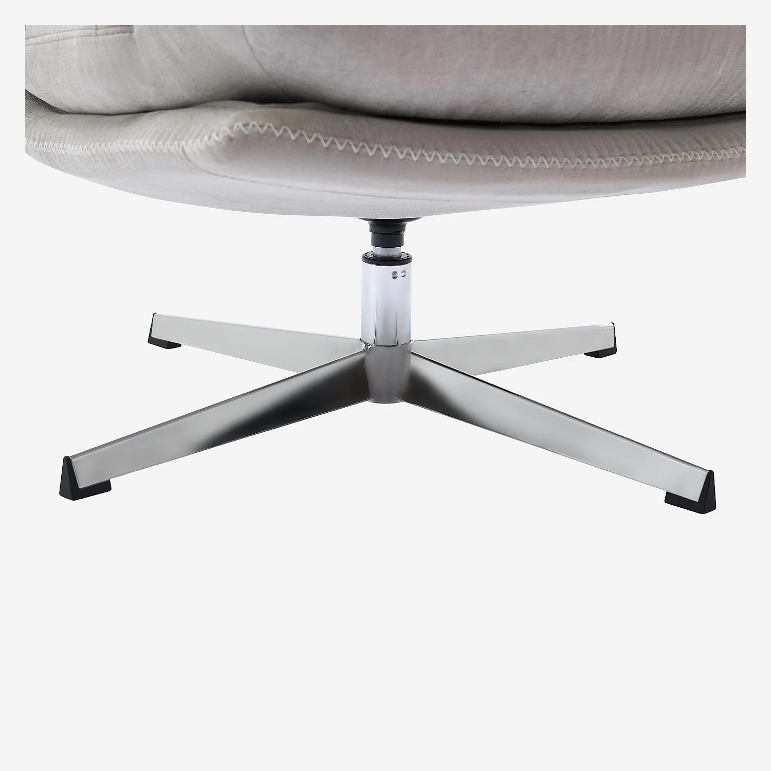 Fauteuil pivotant avec repose-pieds en tissu et métal chromé - Gris polaire - 6