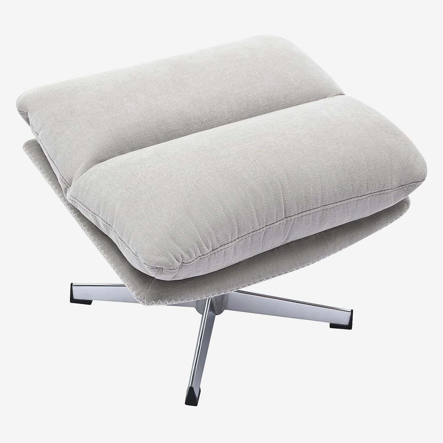 Fauteuil pivotant avec repose-pieds en tissu et métal chromé - Gris polaire - 7