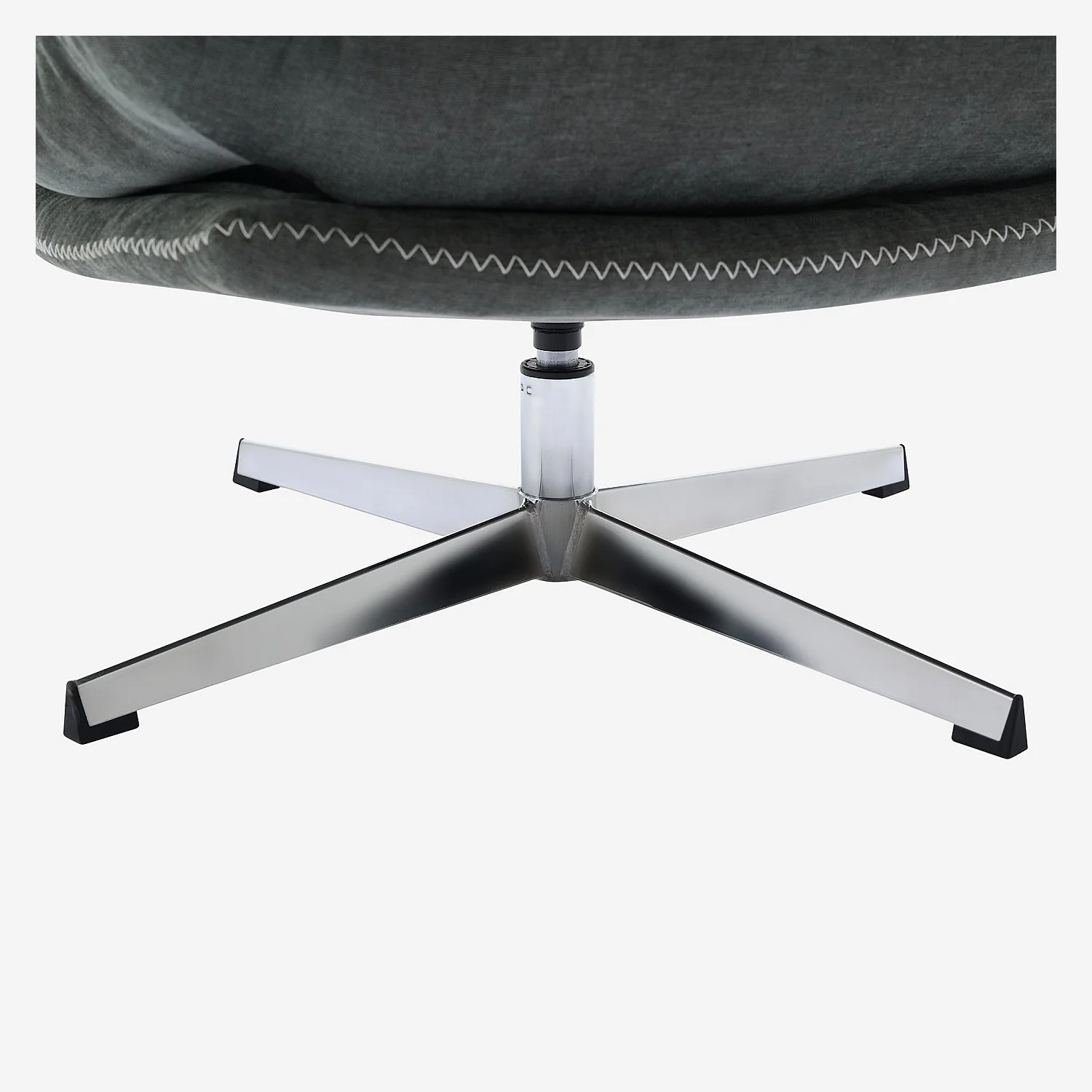 Fauteuil pivotant avec repose-pieds en tissu et métal chromé - Vert sapin - 6