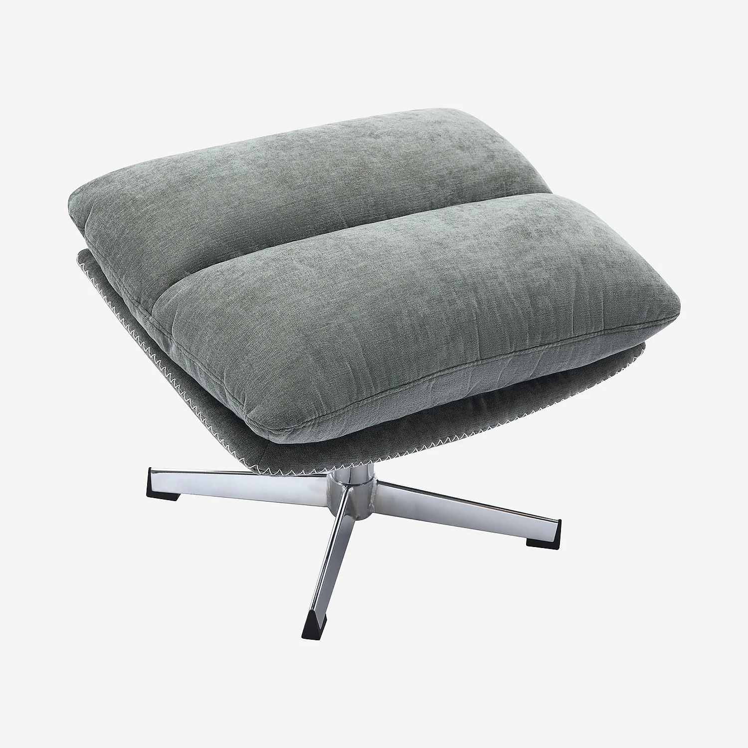 Fauteuil pivotant avec repose-pieds en tissu et métal chromé - Vert sapin - 7