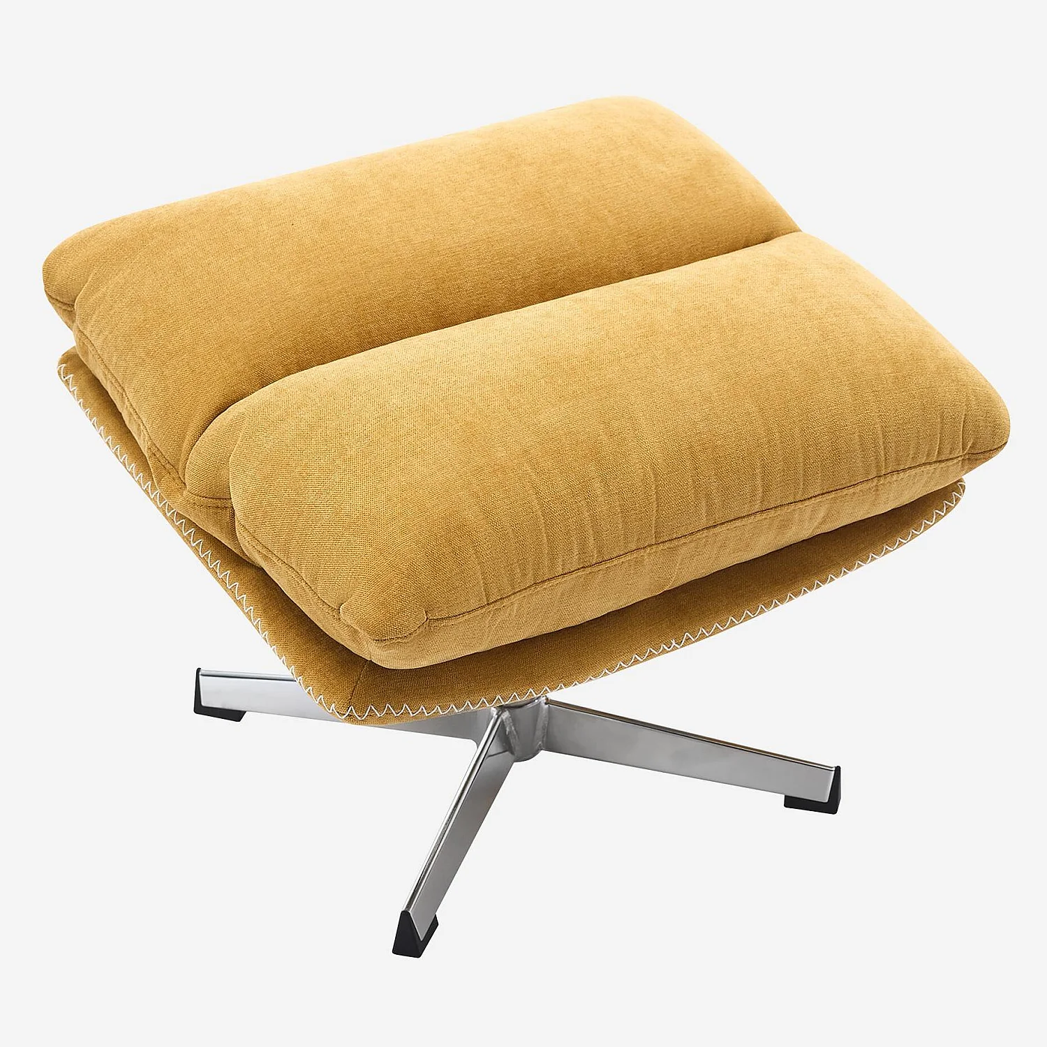 Fauteuil pivotant avec repose-pieds en tissu et métal chromé - Jaune ocre - 7