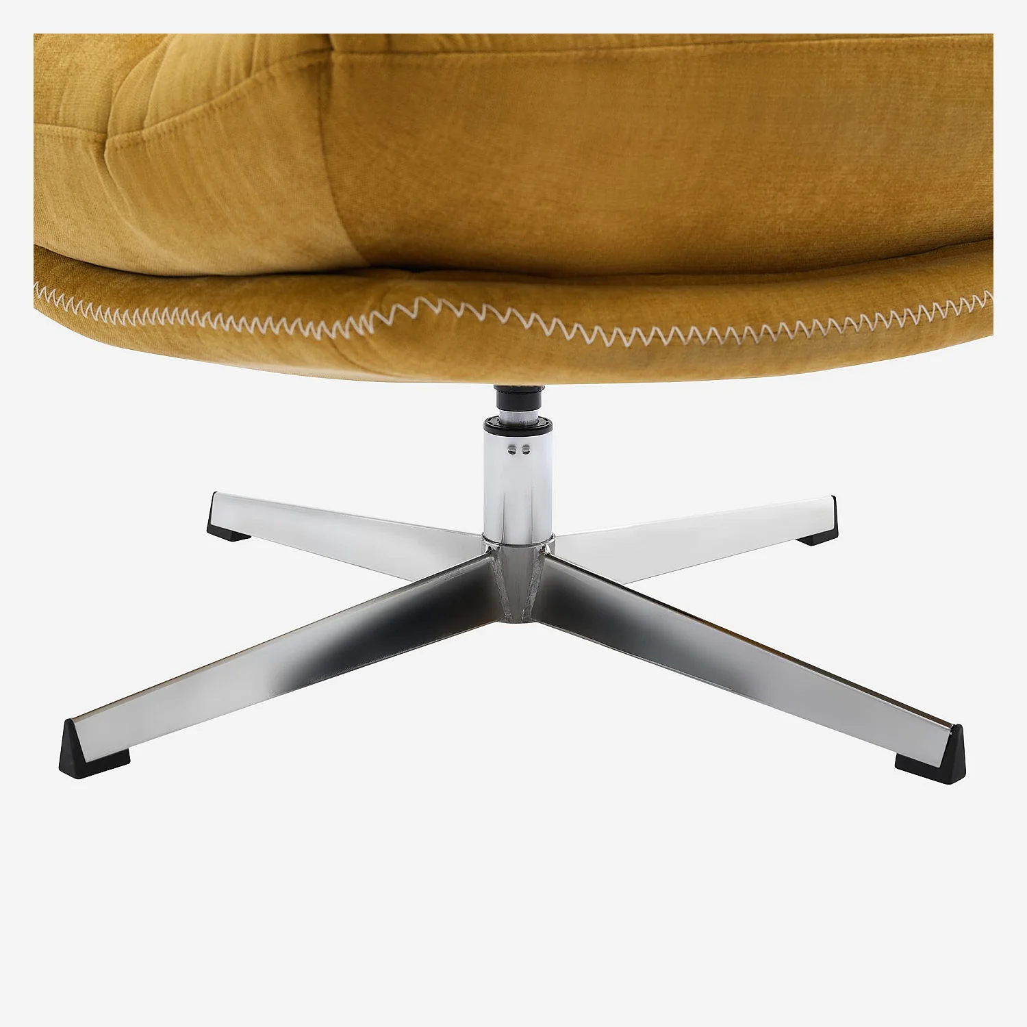 Fauteuil pivotant avec repose-pieds en tissu et métal chromé - Jaune ocre - 6