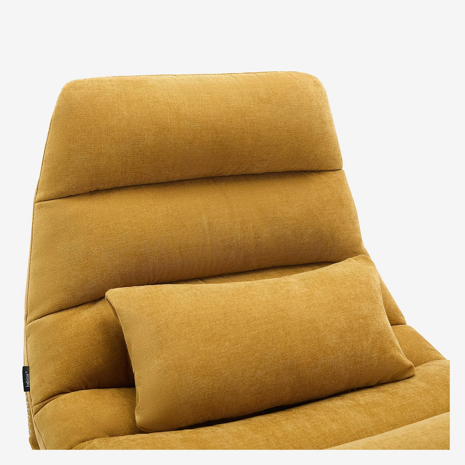 Fauteuil pivotant avec repose-pieds en tissu et métal chromé - Jaune ocre - 3