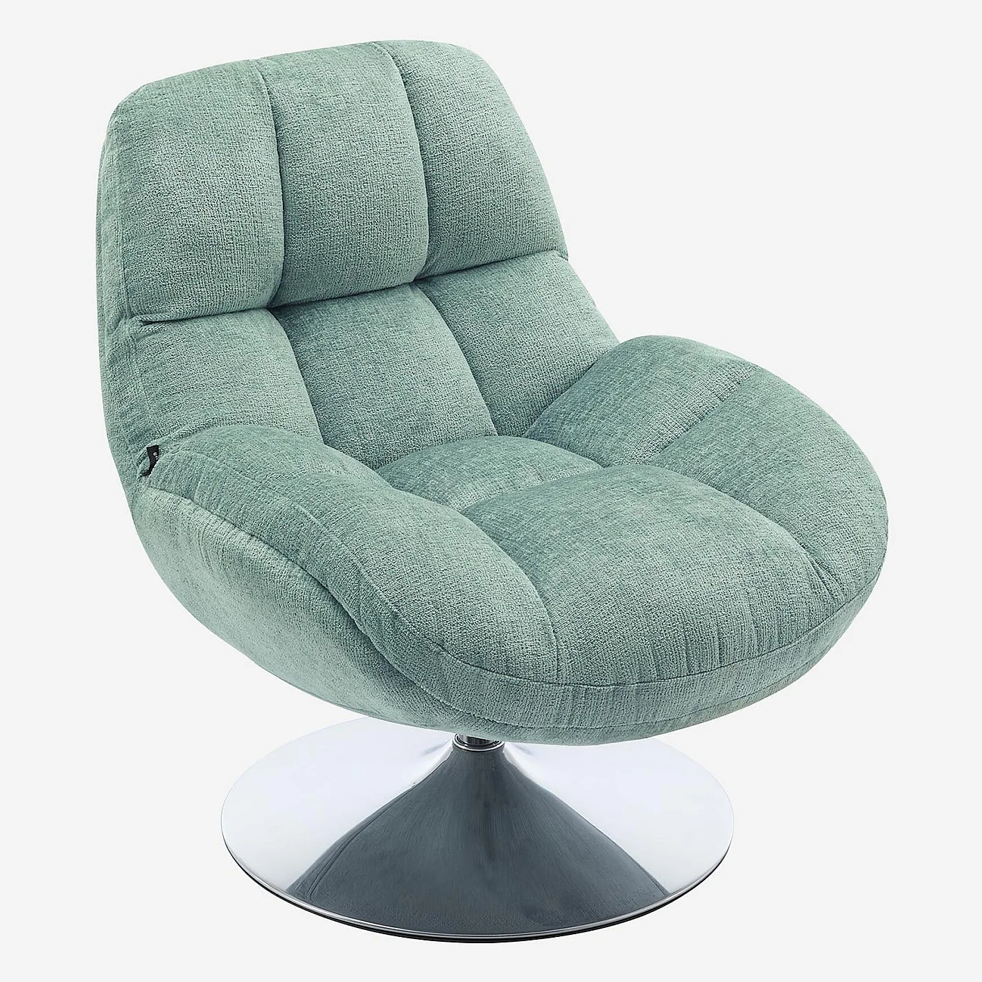 Fauteuil pivotant en tissu chenille et métal chromé - Bleu ciel - 5