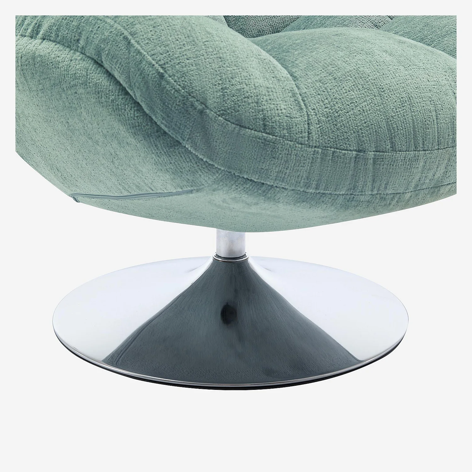 Fauteuil pivotant en tissu chenille et métal chromé - Bleu ciel - 6