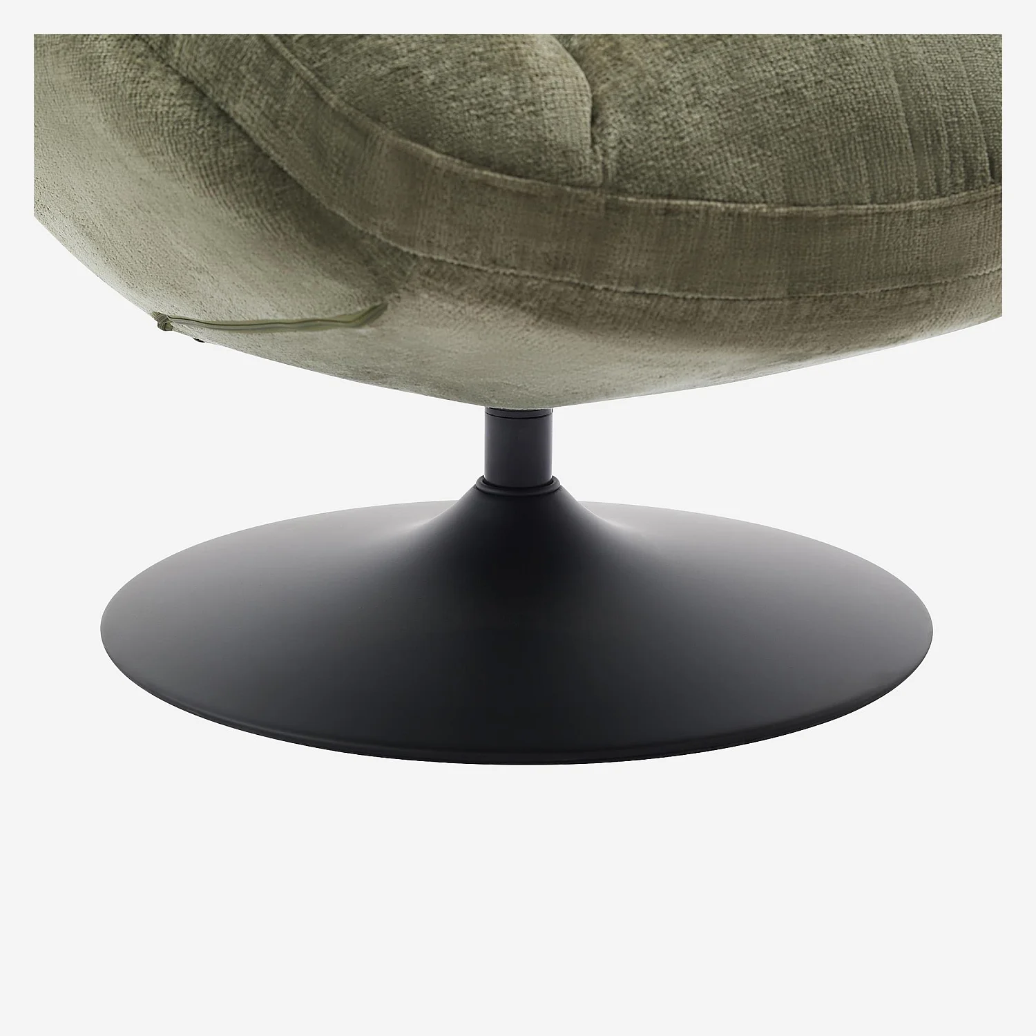 Fauteuil pivotant en tissu chenille et métal mat - Vert kaki et noir - 7