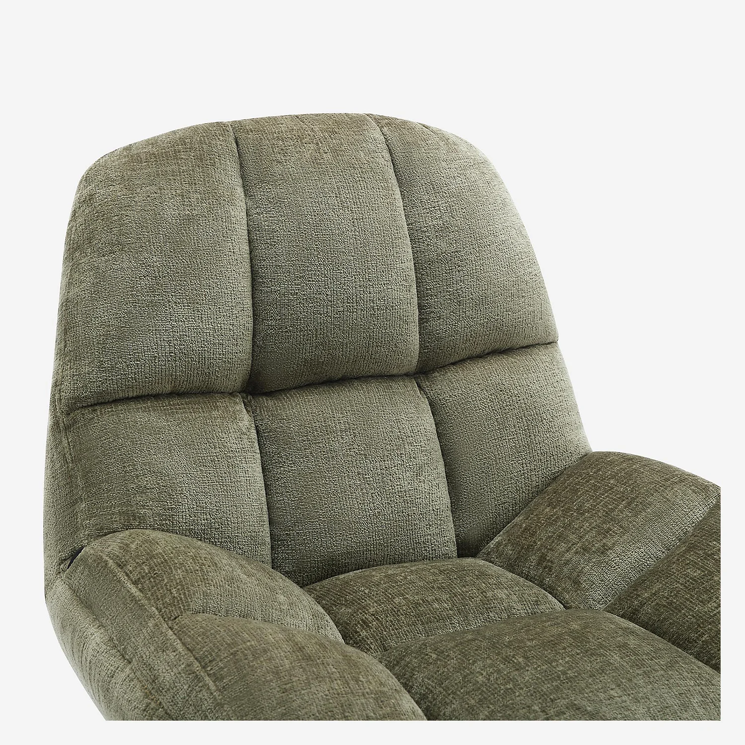 Fauteuil pivotant en tissu chenille et métal mat - Vert kaki et noir - 4