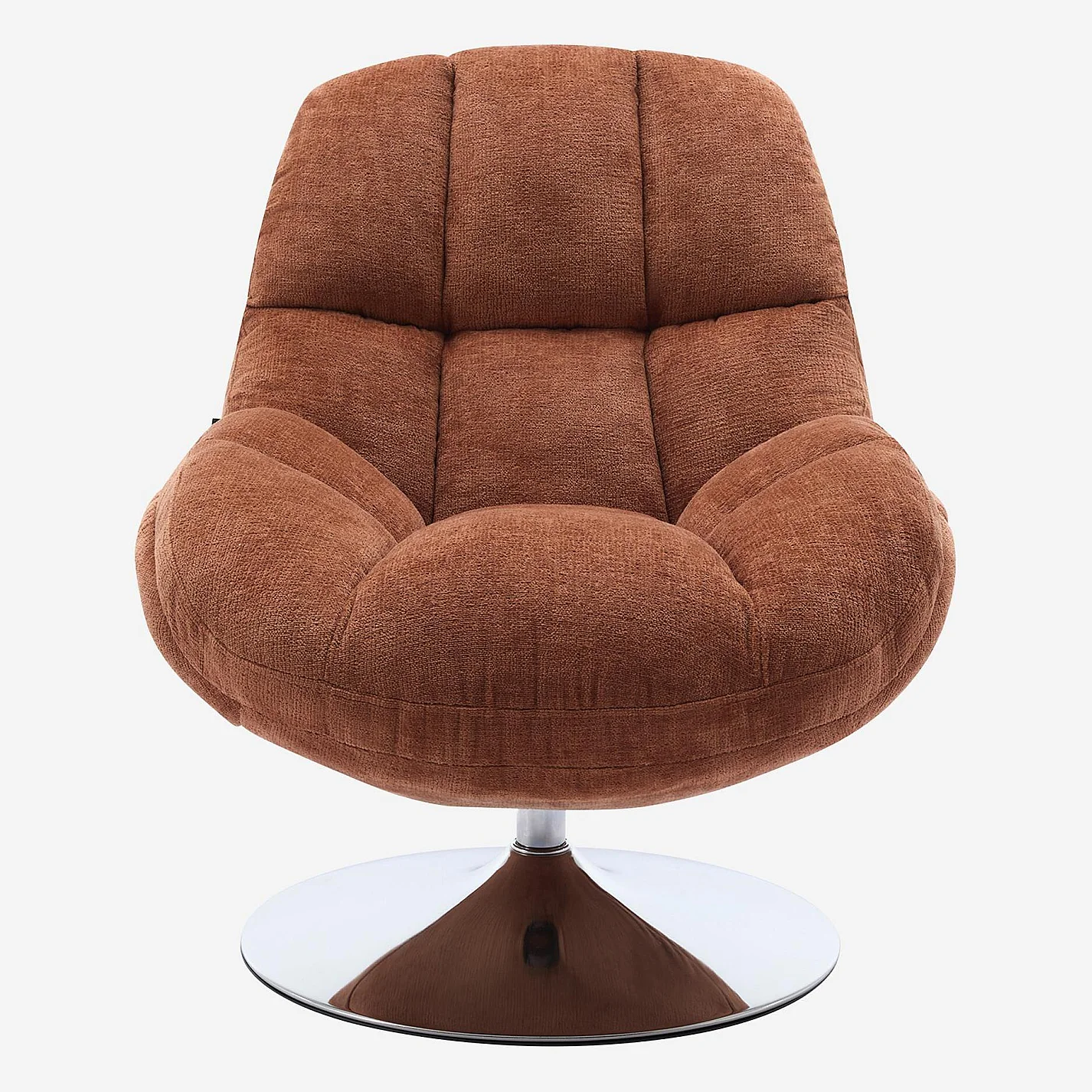 Drehsessel - Chenille-Stoff und verchromtes Metall - Terracotta - 2