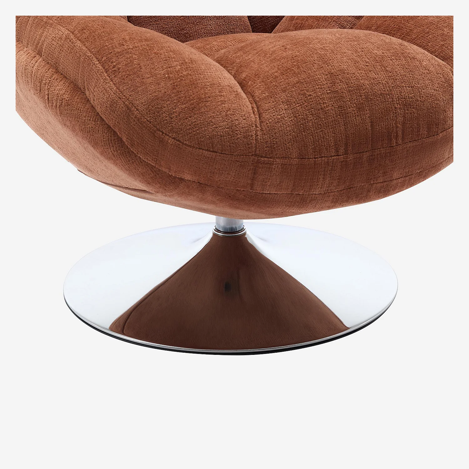 Drehsessel - Chenille-Stoff und verchromtes Metall - Terracotta - 7