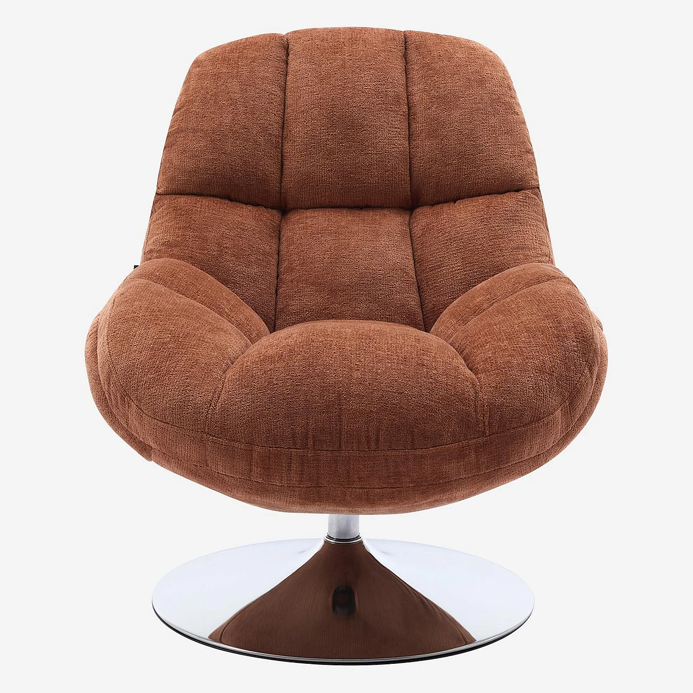 Fauteuil pivotant en tissu chenille et métal chromé - Terracotta - 2