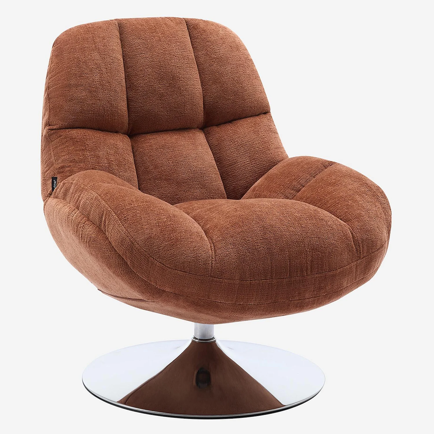 Fauteuil pivotant en tissu chenille et métal chromé - Terracotta - 6