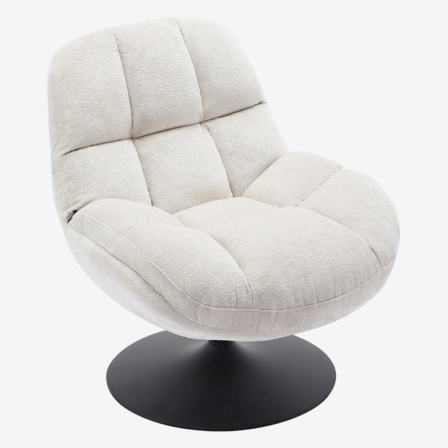 Fauteuil pivotant en tissu chenille et métal mat - Crème et noir - 4