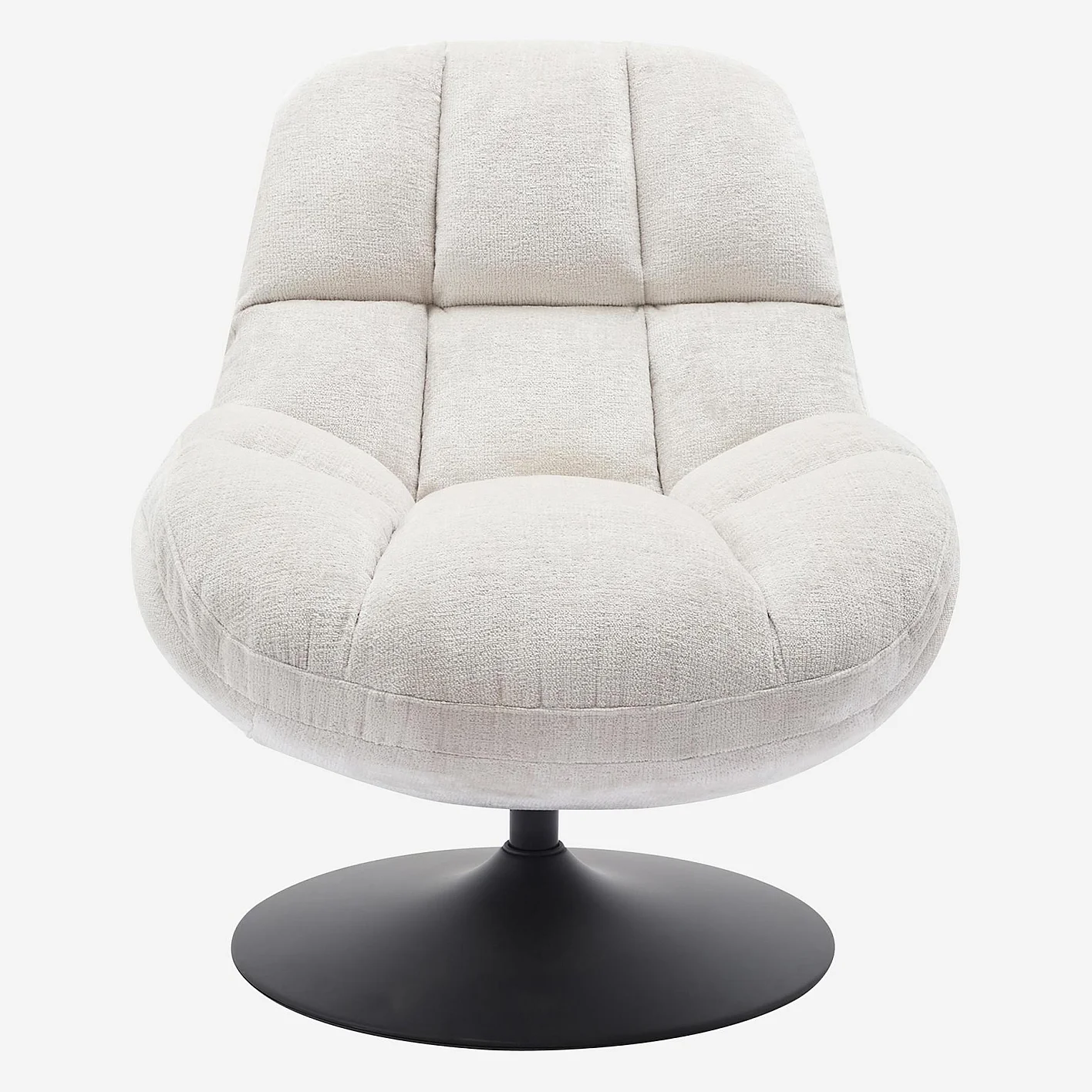 Fauteuil pivotant en tissu chenille et métal mat - Crème et noir - 2