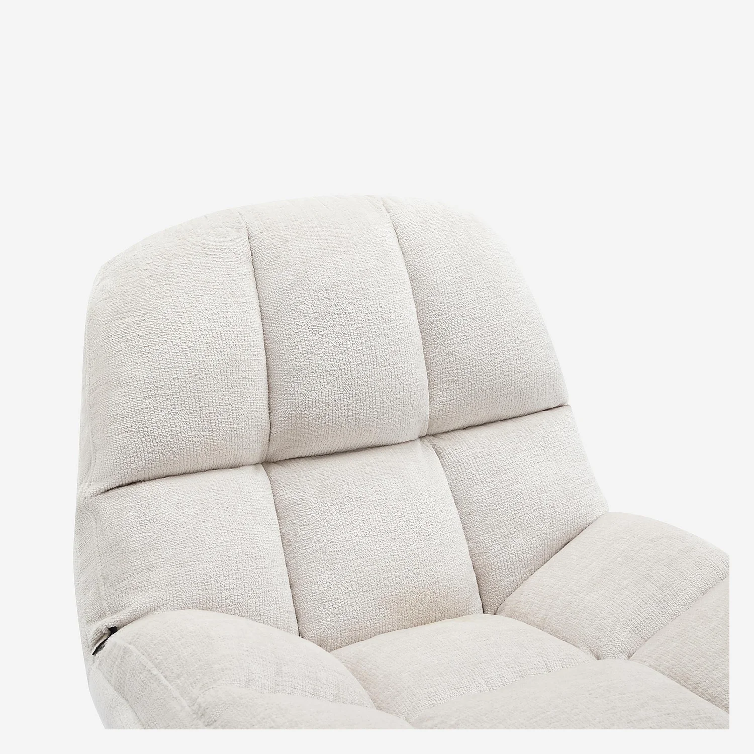 Fauteuil pivotant en tissu chenille et métal mat - Crème et noir - 3