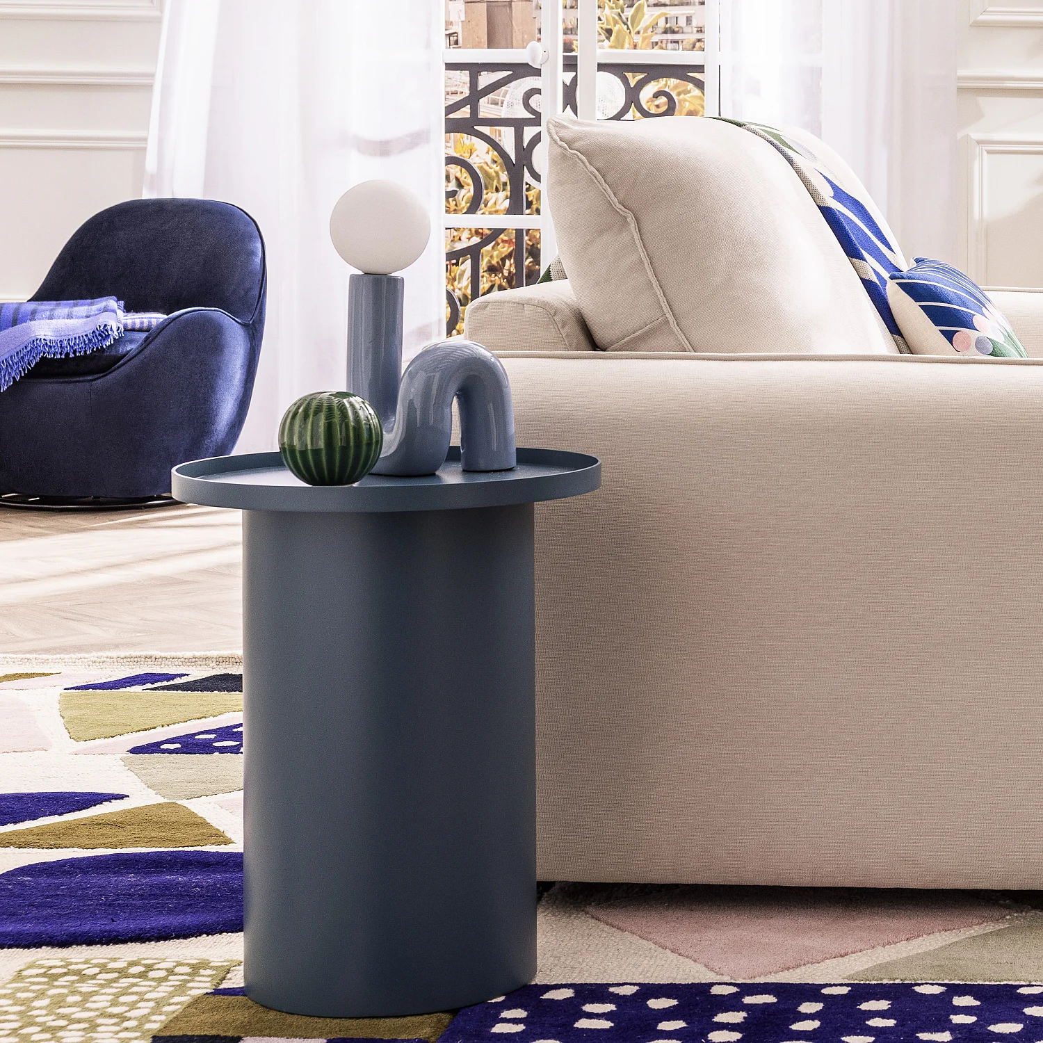 Drehsessel - Samtbezug - Königsblau - 6