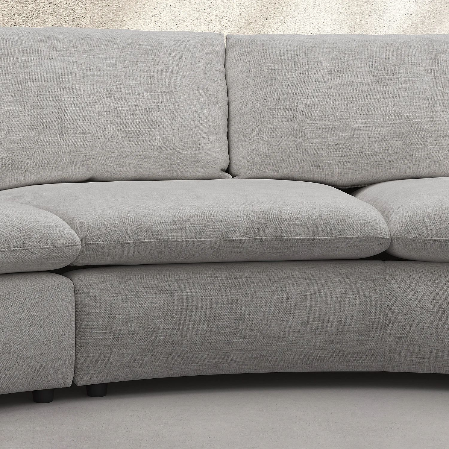 Grand canapé d'angle arrondi déhoussable en tissu - Gris clair - 10