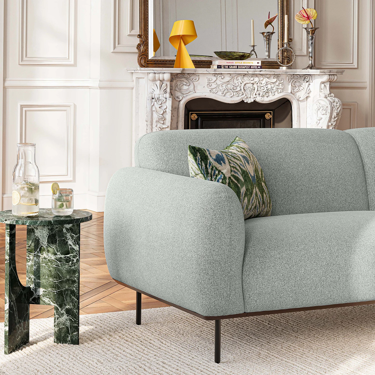 Canapé 3 places en tissu - Gris mélangé - 4