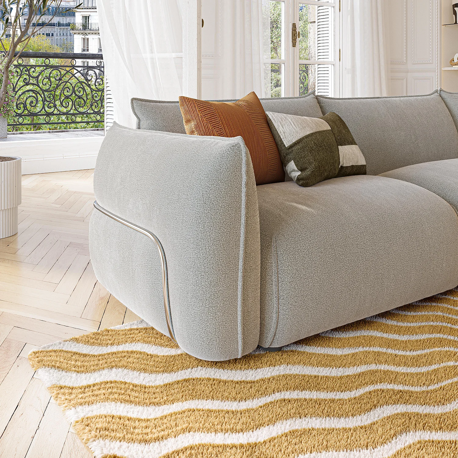 Divano d'angolo destro in tessuto - Grigio perla - Design di Morten Georgsen - 6