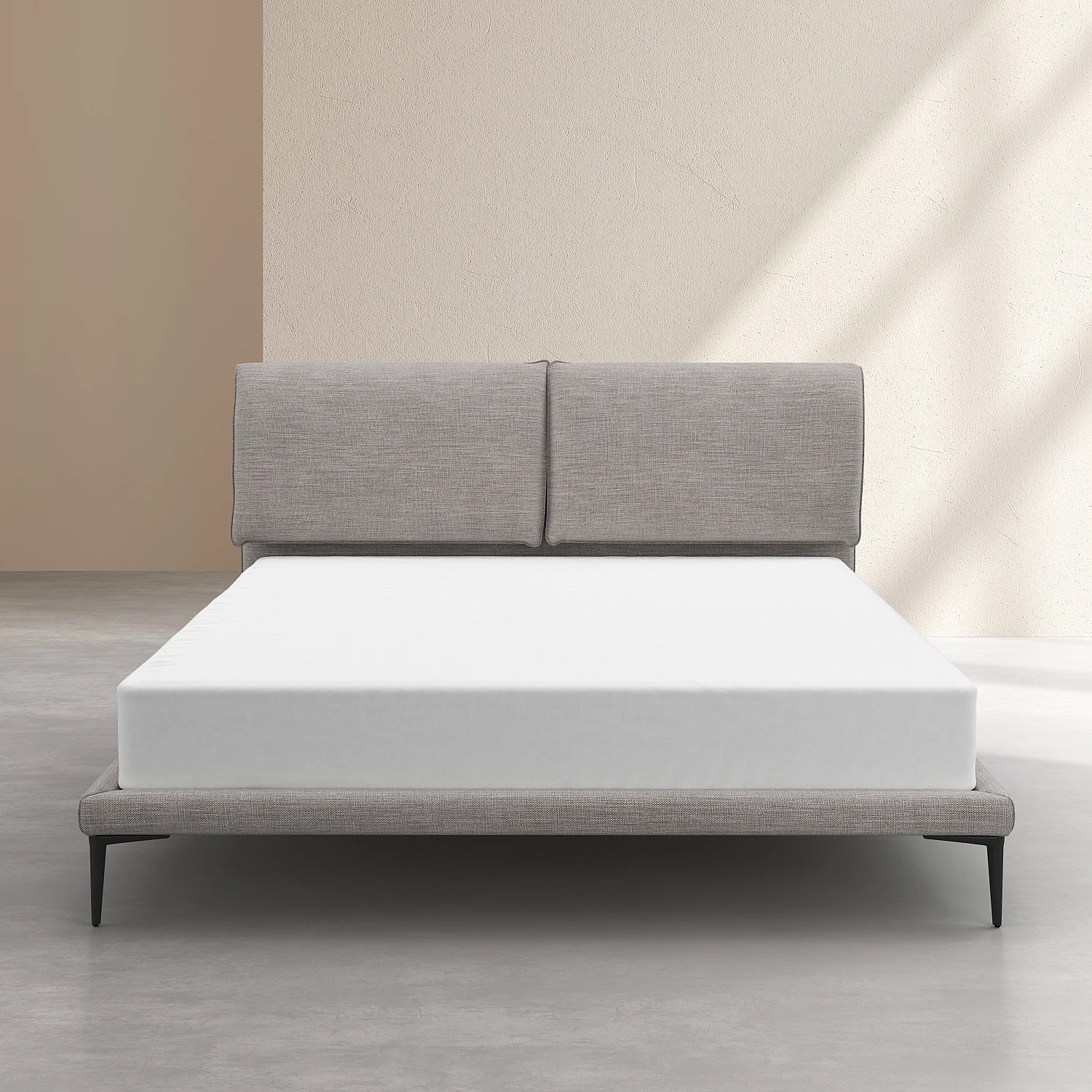 Lit 180 x 200 cm en tissu - Gris perle - 3