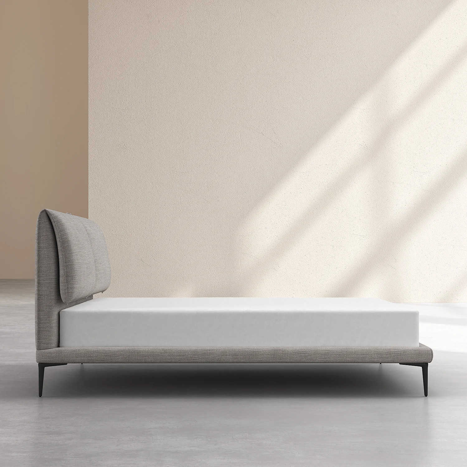 Lit 180 x 200 cm en tissu - Gris perle - 5