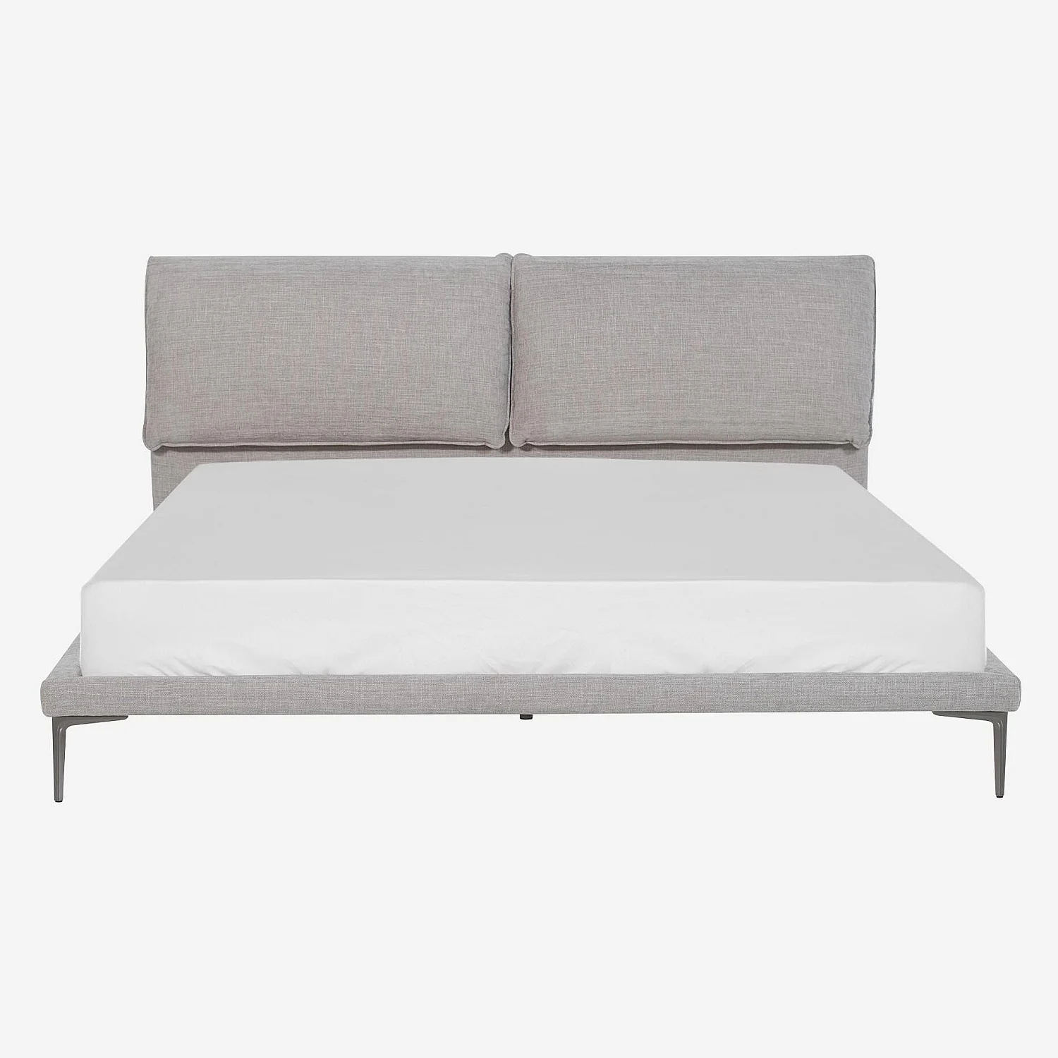 Lit 180 x 200 cm en tissu - Gris perle - 4