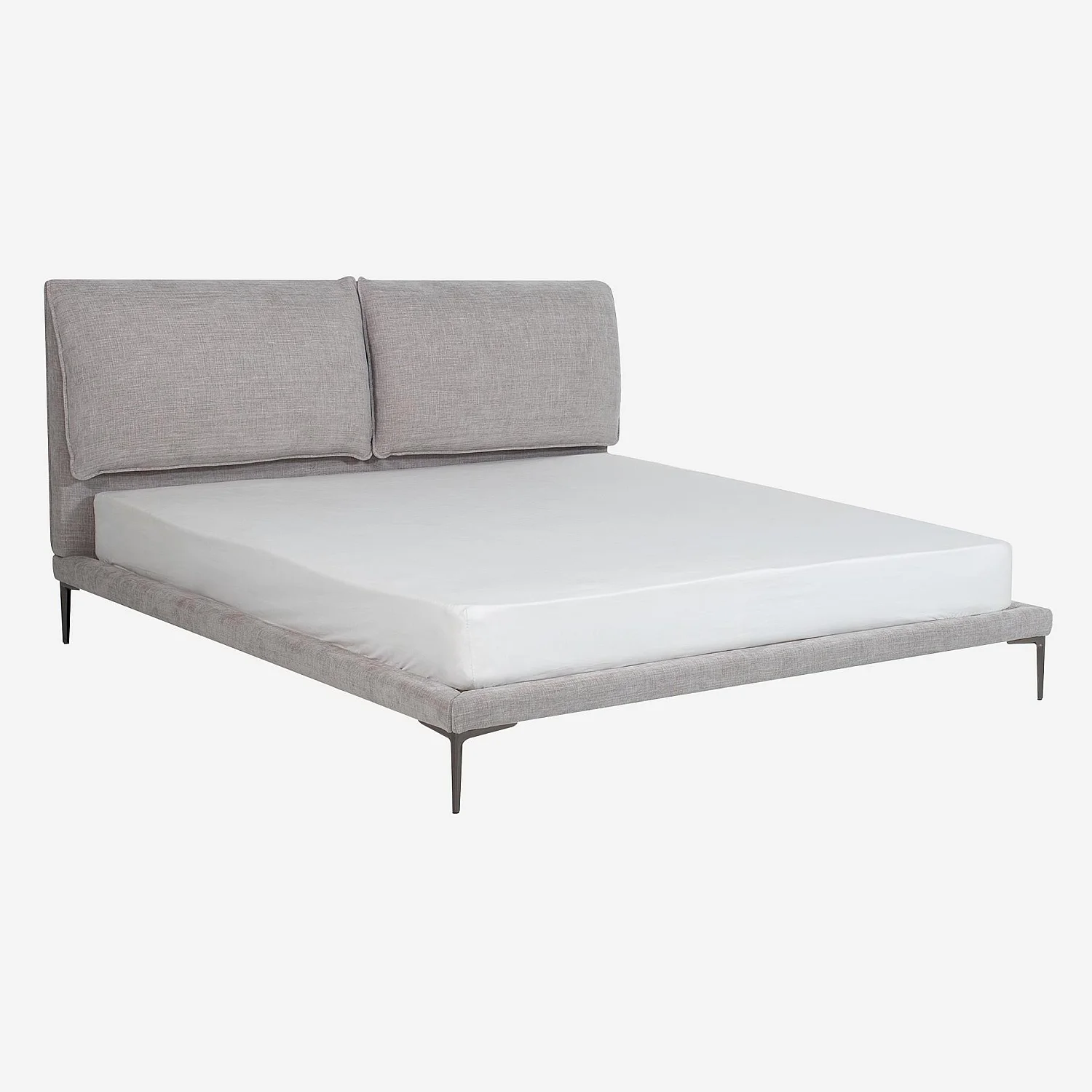 Lit 180 x 200 cm en tissu - Gris perle - 2