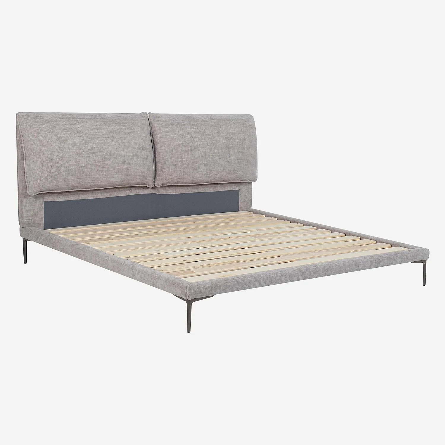 Lit 180 x 200 cm en tissu - Gris perle - 6