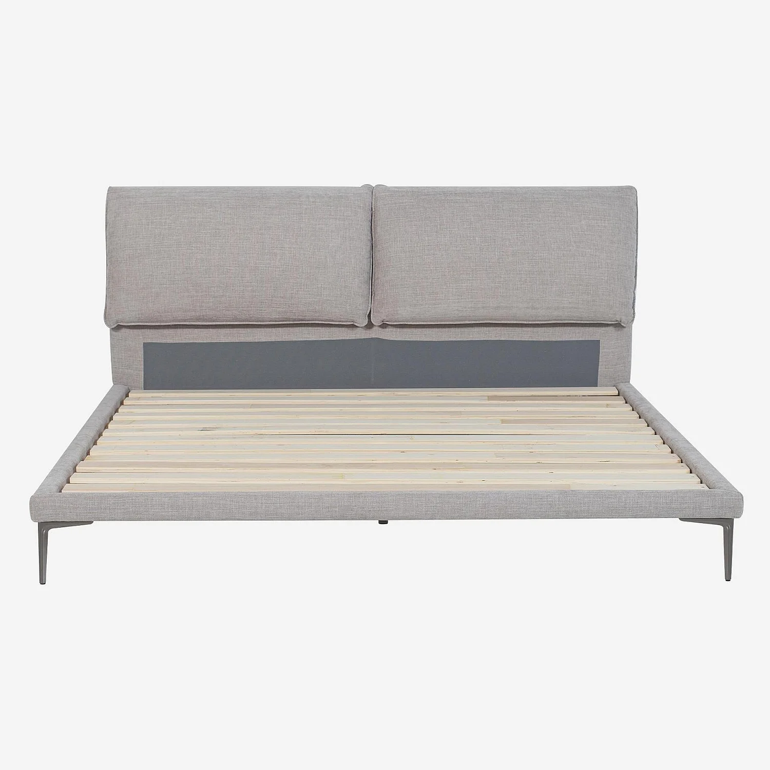 Lit 180 x 200 cm en tissu - Gris perle - 7