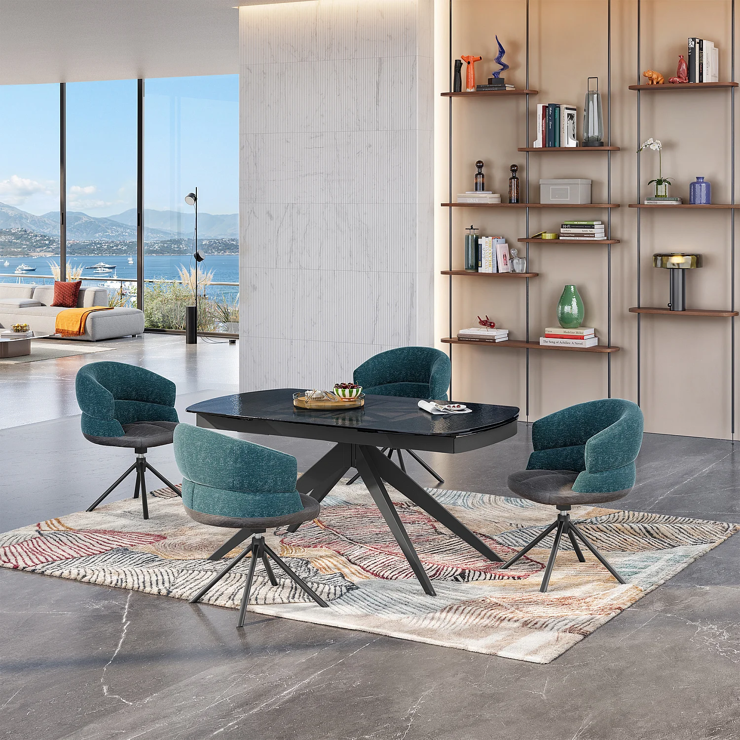 Rechthoekige uitschuifbare tafel van geblazen gehard glas - Zwart - 11