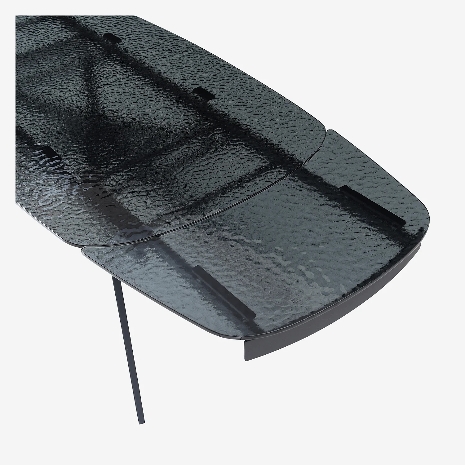 Rechthoekige uitschuifbare tafel van geblazen gehard glas - Zwart - 9