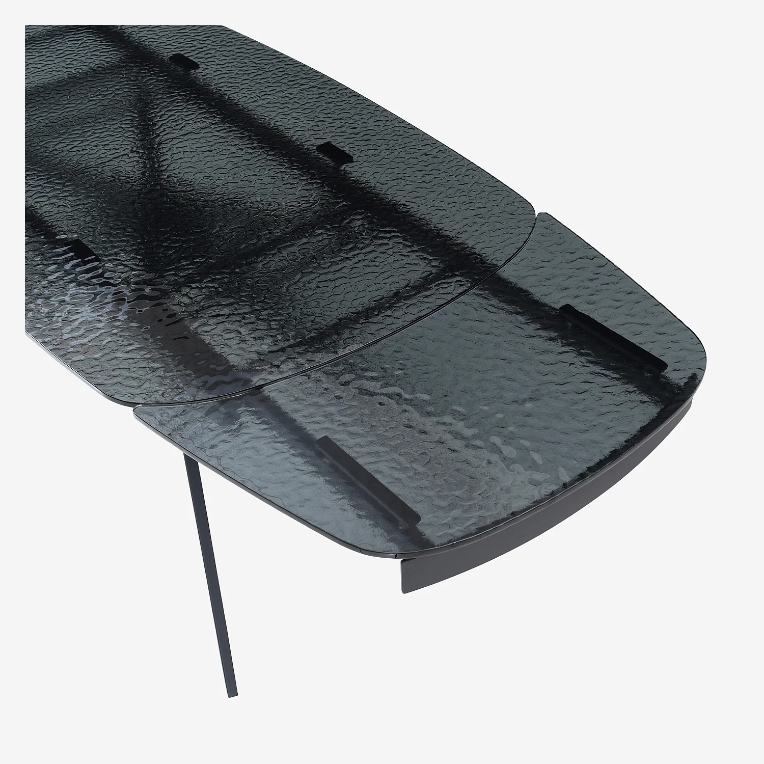 Rechthoekige uitschuifbare tafel van geblazen gehard glas - Zwart - 9