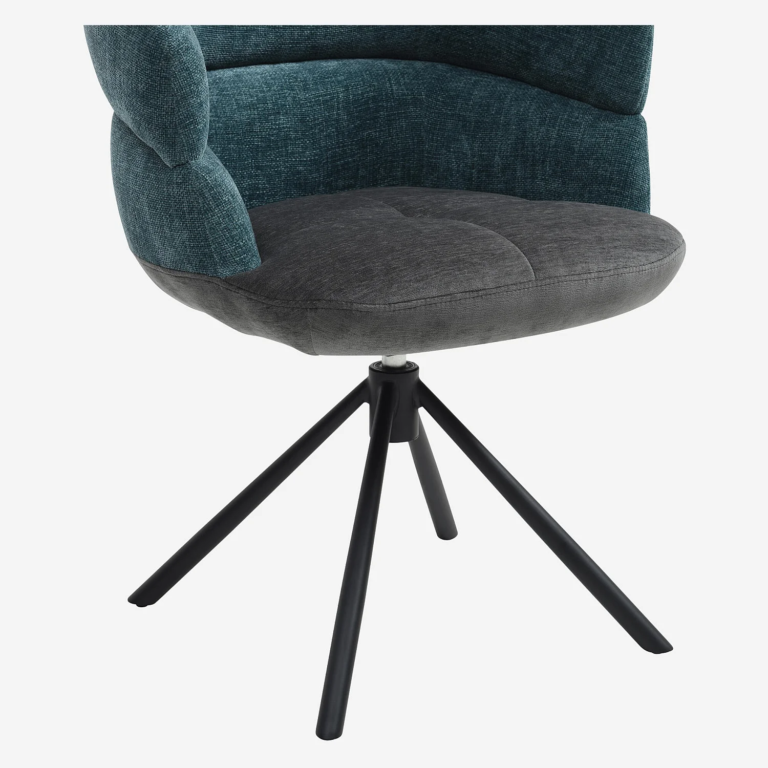 Set van 2 draaibare stoelen van textiel en zwart metaal met armleuningen - Antraciet grijs en eend blauw - 6