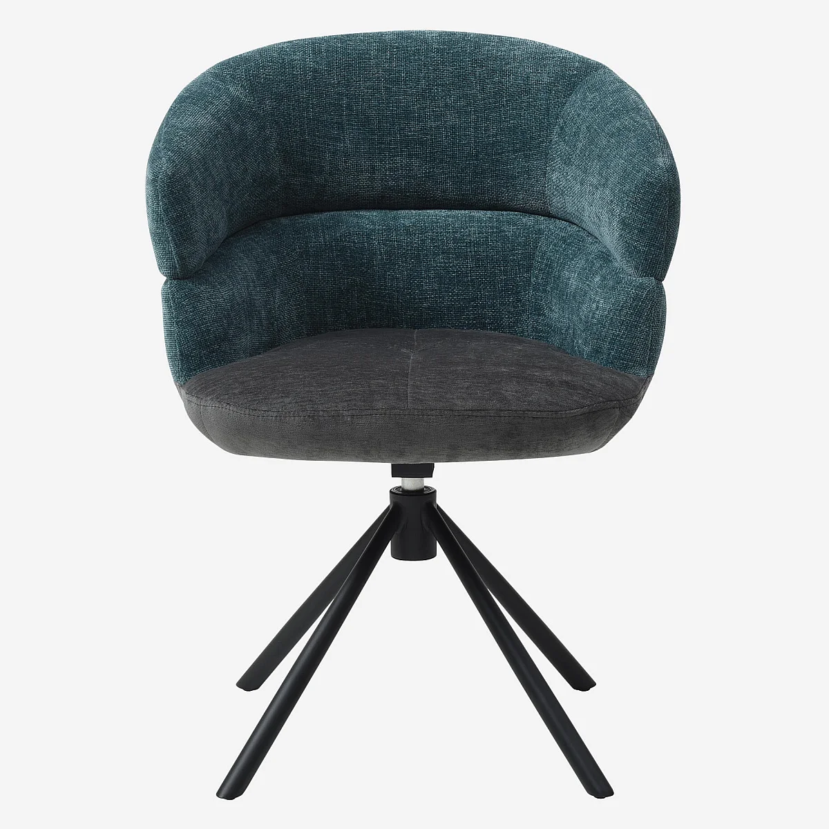 Set van 2 draaibare stoelen van textiel en zwart metaal met armleuningen - Antraciet grijs en eend blauw - 5