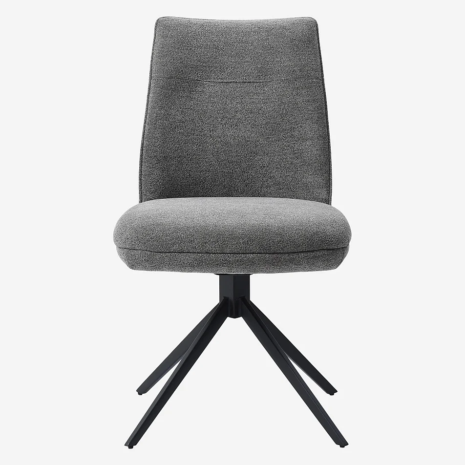 Drehstuhl 2er-Set - Chenille-Stoff und schwarzes Metall - Kieselgrau - 5