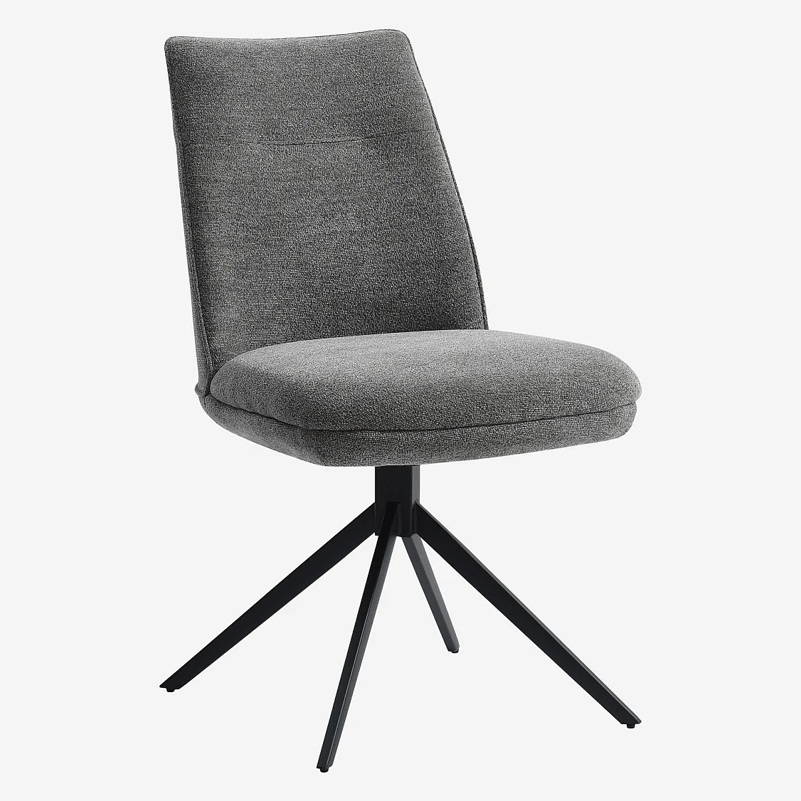 Drehstuhl 2er-Set - Chenille-Stoff und schwarzes Metall - Kieselgrau - 2