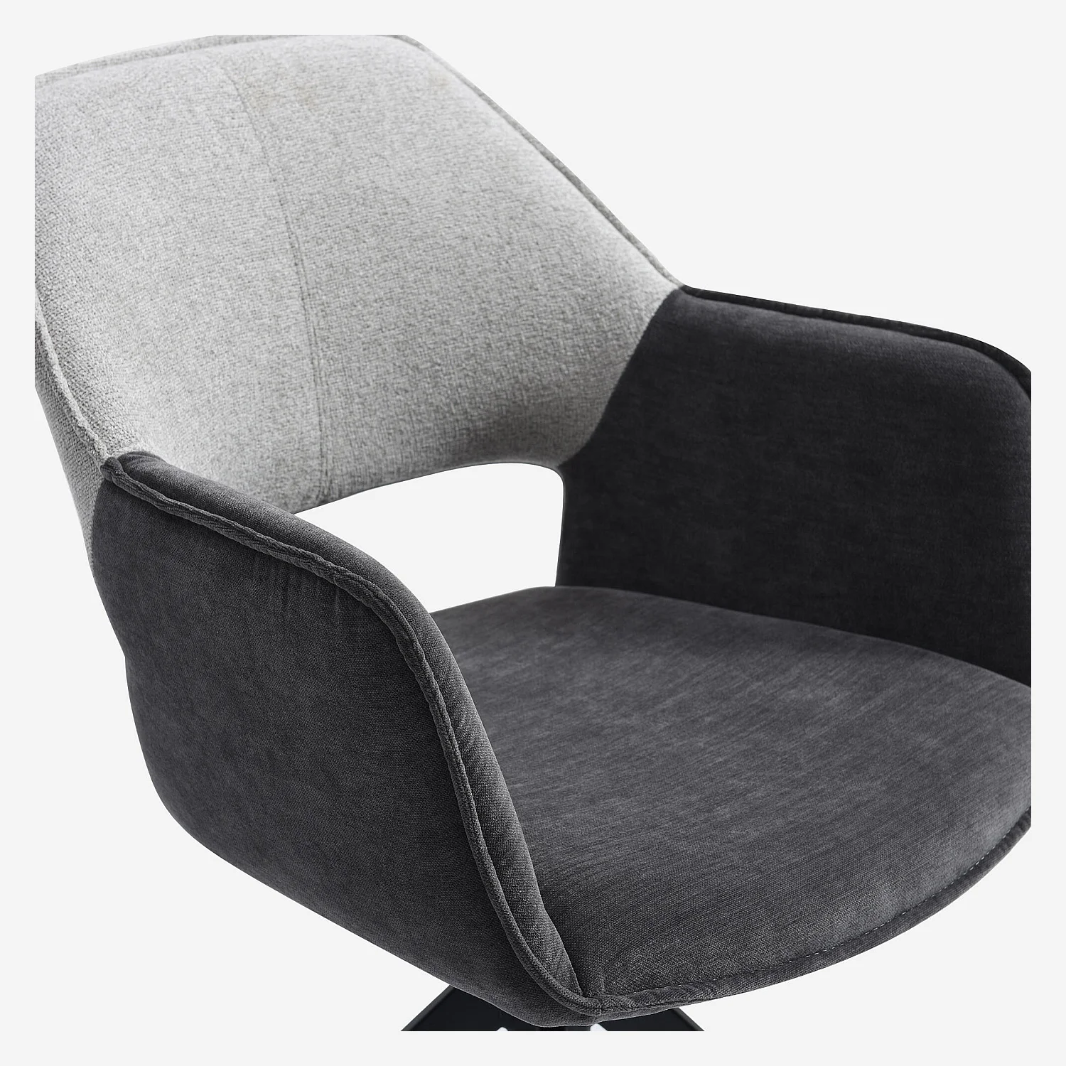 Drehstuhl 2er-Set - aus Stoff und schwarzem Metall - mit Armlehnen - Schiefergrau und Grau-Beige - 3