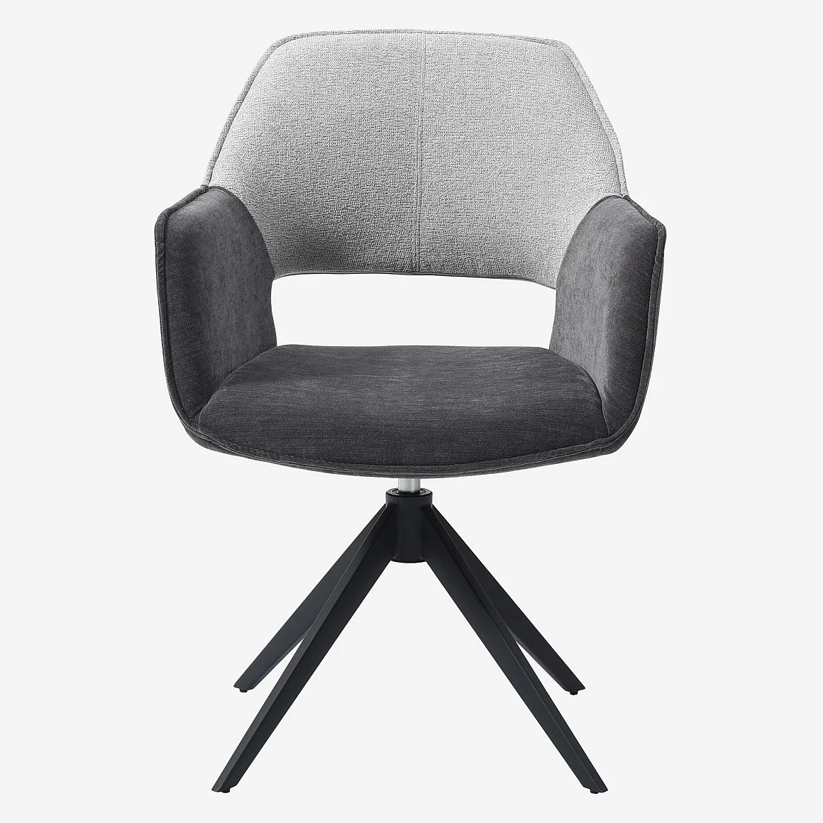 Drehstuhl 2er-Set - aus Stoff und schwarzem Metall - mit Armlehnen - Schiefergrau und Grau-Beige - 6