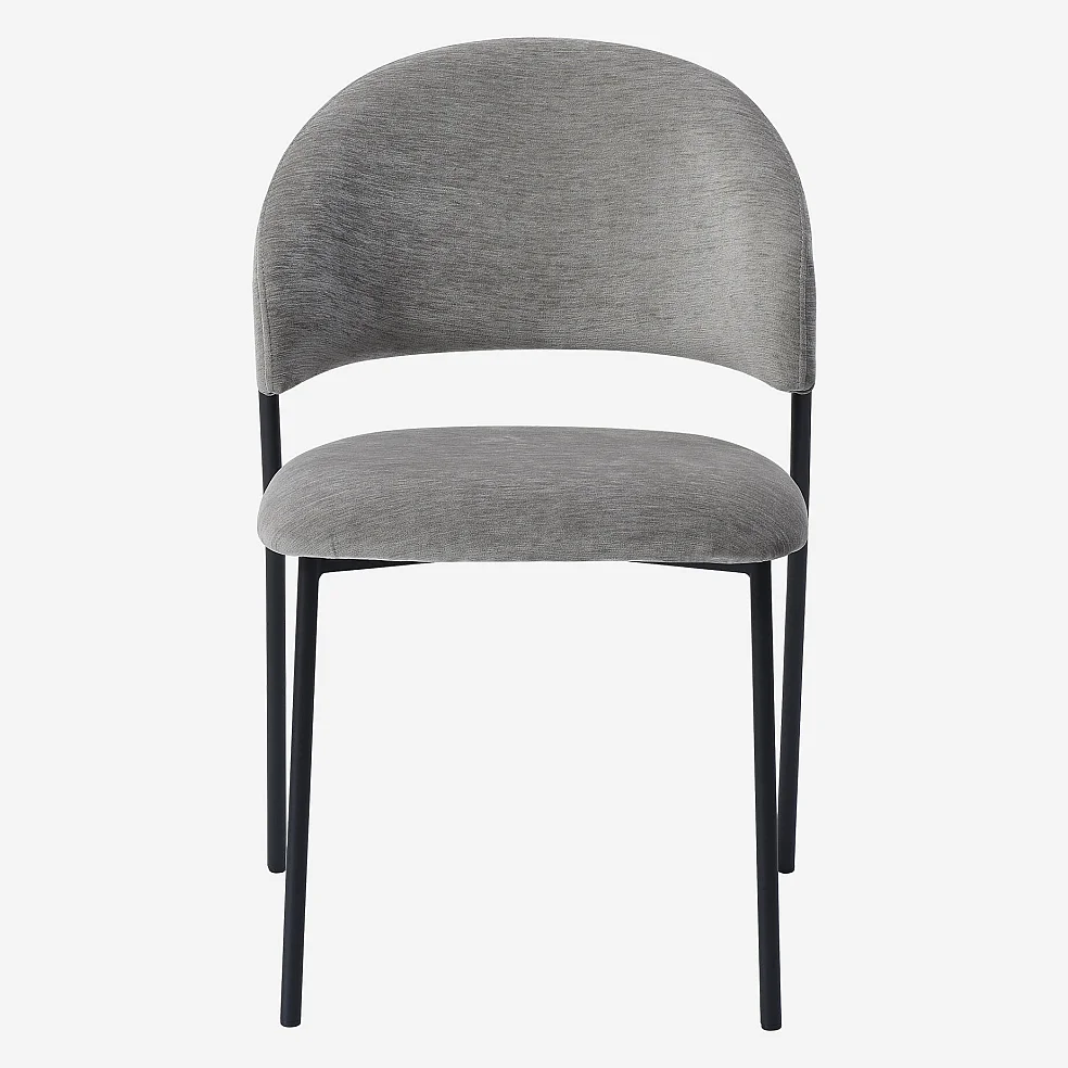 Stuhl 2er-Set - Stoff und schwarzes Metall - Eisgrau - 5