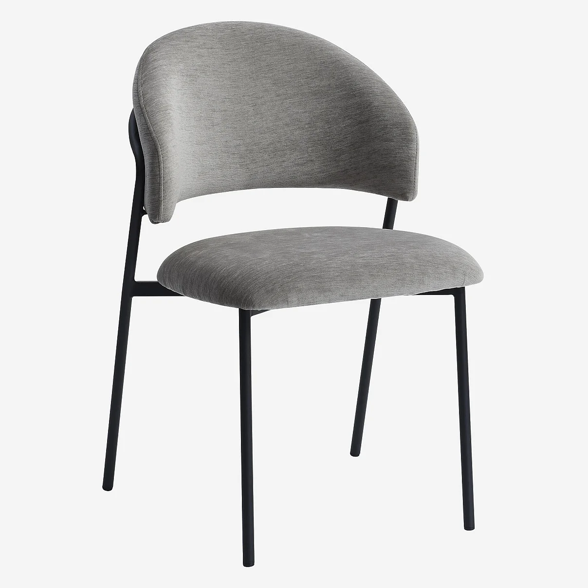 Stuhl 2er-Set - Stoff und schwarzes Metall - Eisgrau - 2