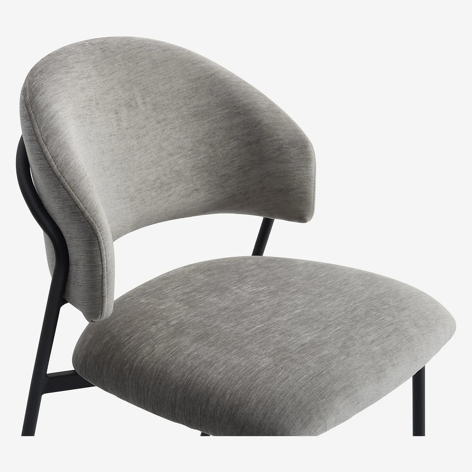 Stuhl 2er-Set - Stoff und schwarzes Metall - Eisgrau - 3