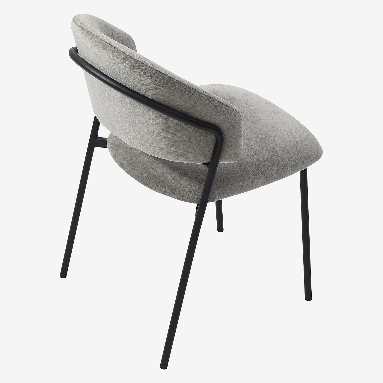 Stuhl 2er-Set - Stoff und schwarzes Metall - Eisgrau - 7